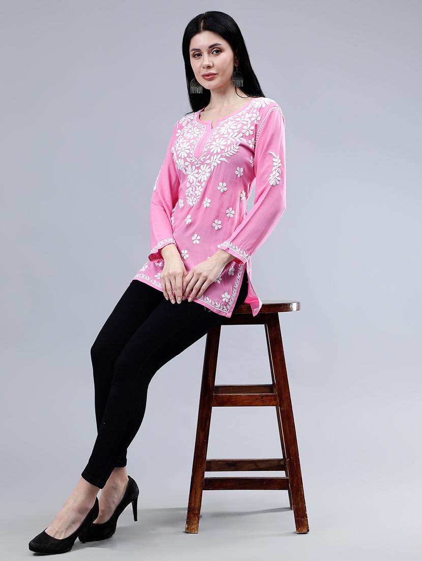 women chikankari straight kurti - 21450821 - Standard Image - 4