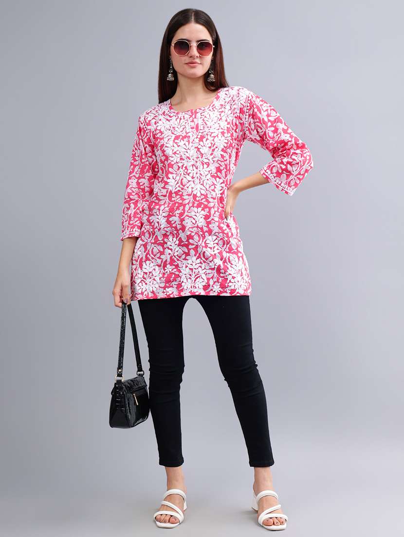 women chikankari straight kurti - 21450822 - Standard Image - 4