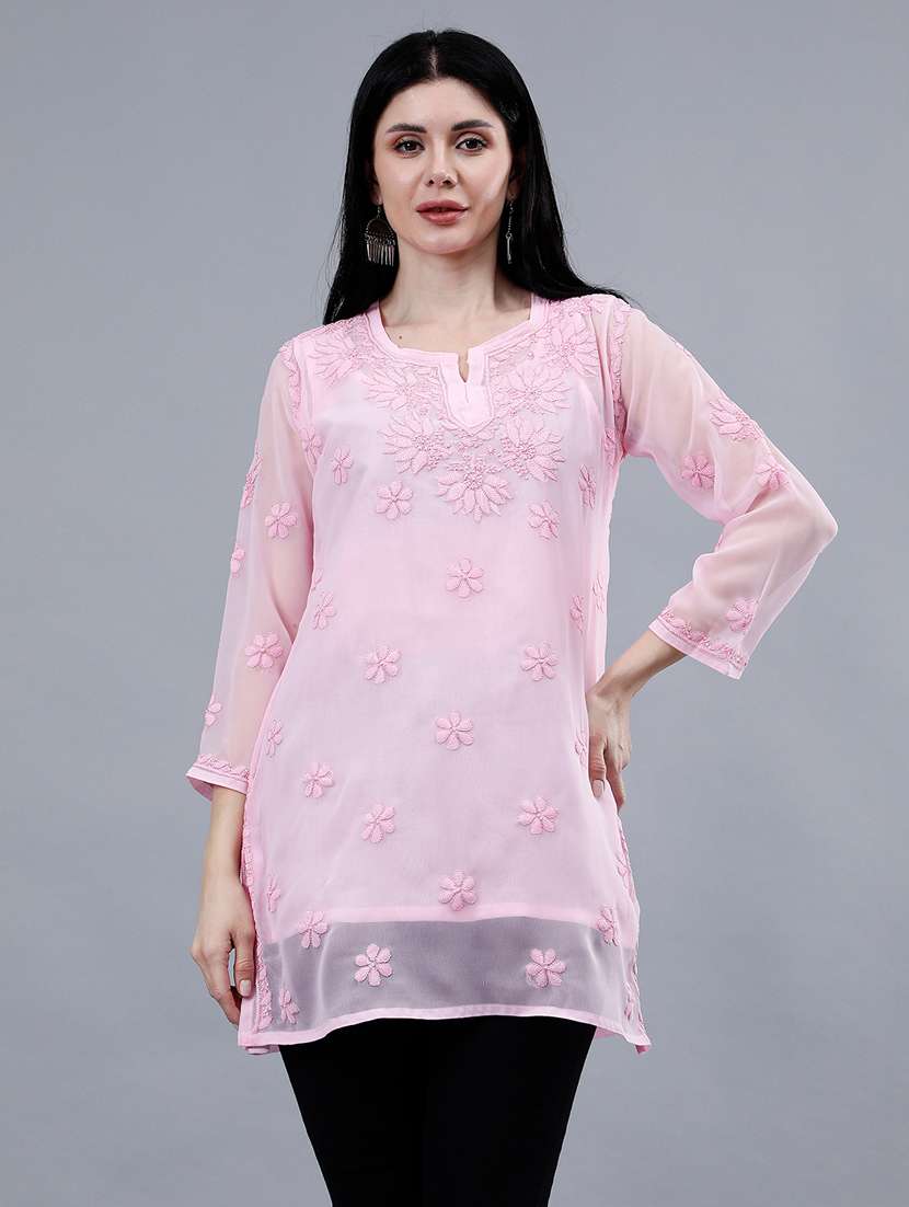 women chikankari straight kurti