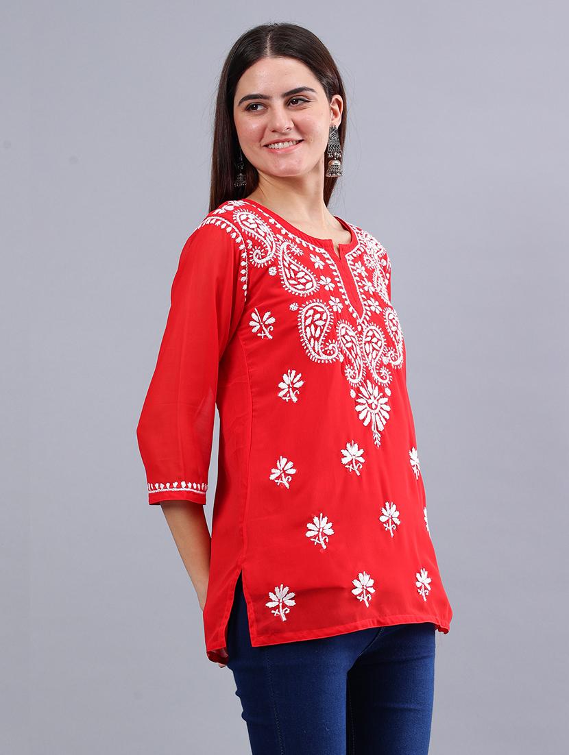 women chikankari straight kurti - 21450831 - Standard Image - 1