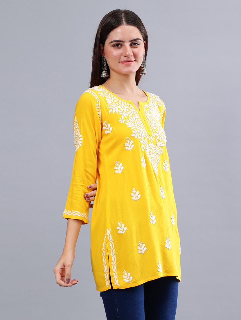 women chikankari straight kurti - 21450841 - Standard Image - 1