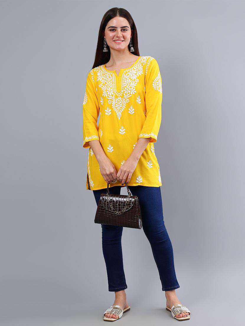 women chikankari straight kurti - 21450841 - Standard Image - 4