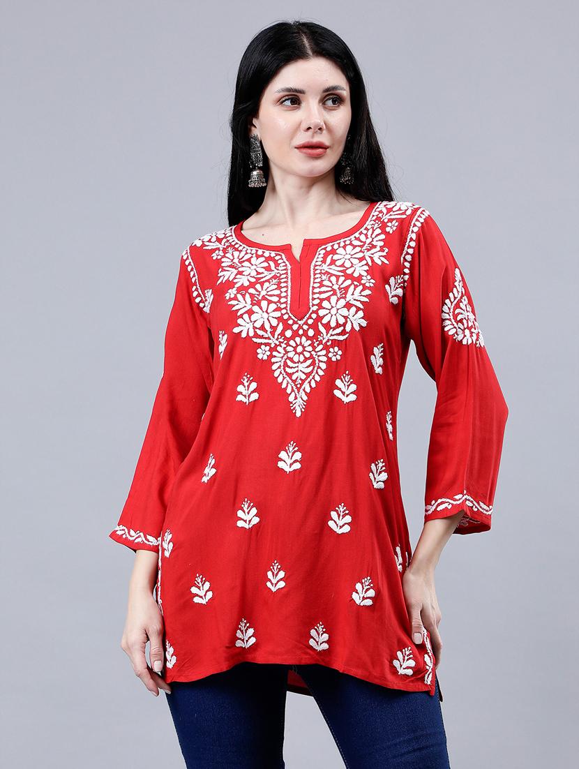 women chikankari straight kurti - 21450844 -  Zoom Image - 0