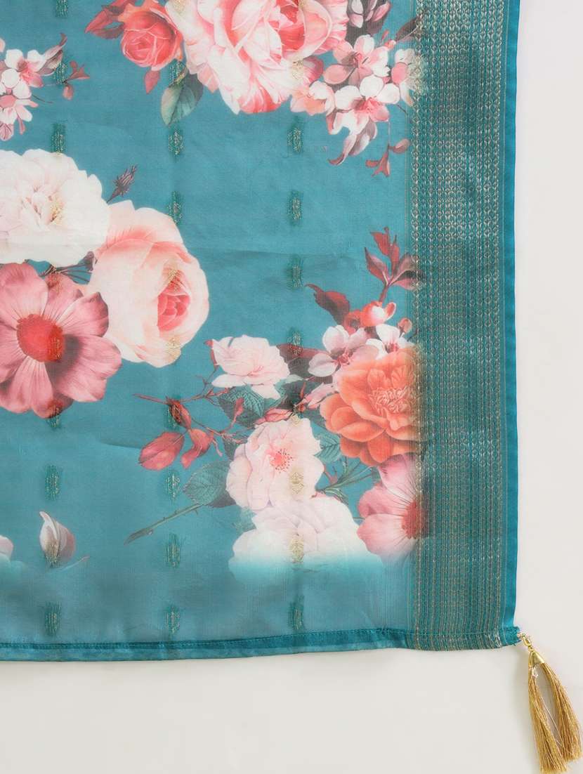 women teal green kurta dupatta set - 21450873 - Standard Image - 4
