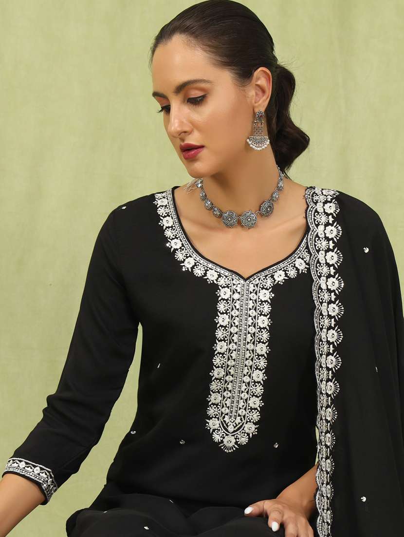 women black kurta dupatta set - 21450881 -  Standard Image - 4