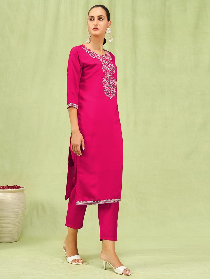 women pink kurta dupatta set - 21450884 - Standard Image - 1
