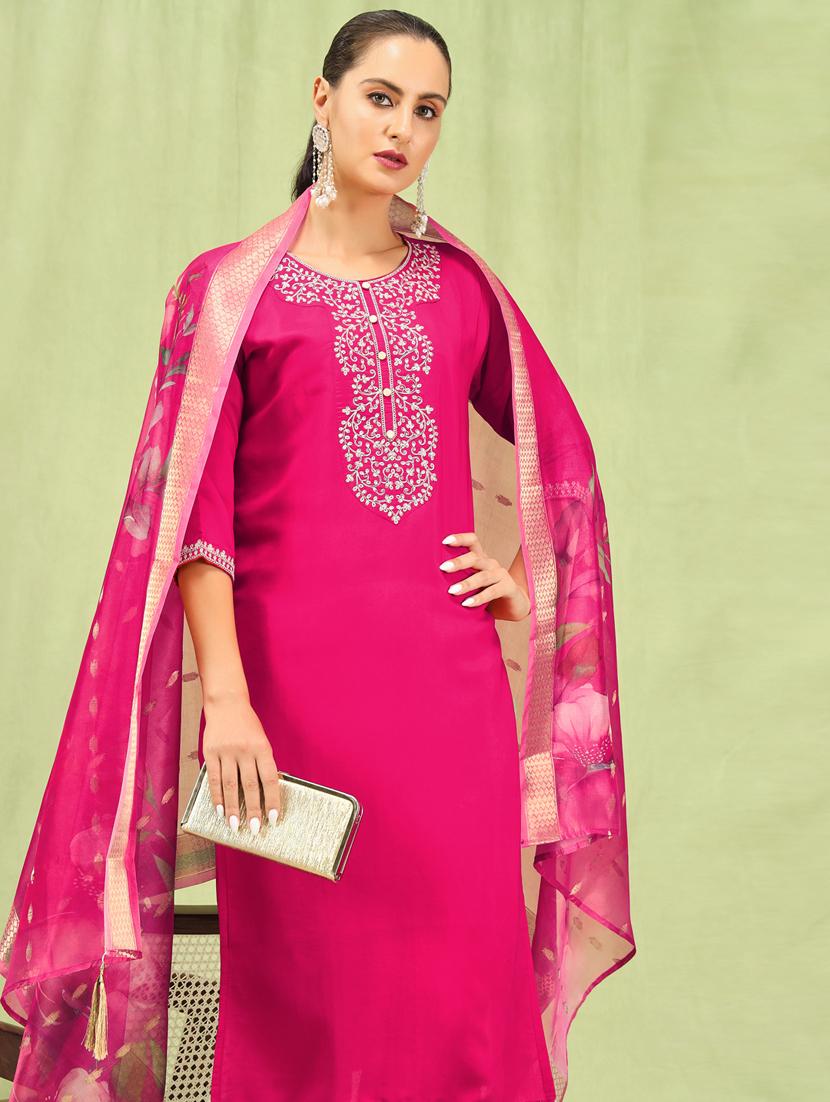 women pink kurta dupatta set - 21450884 - Standard Image - 4