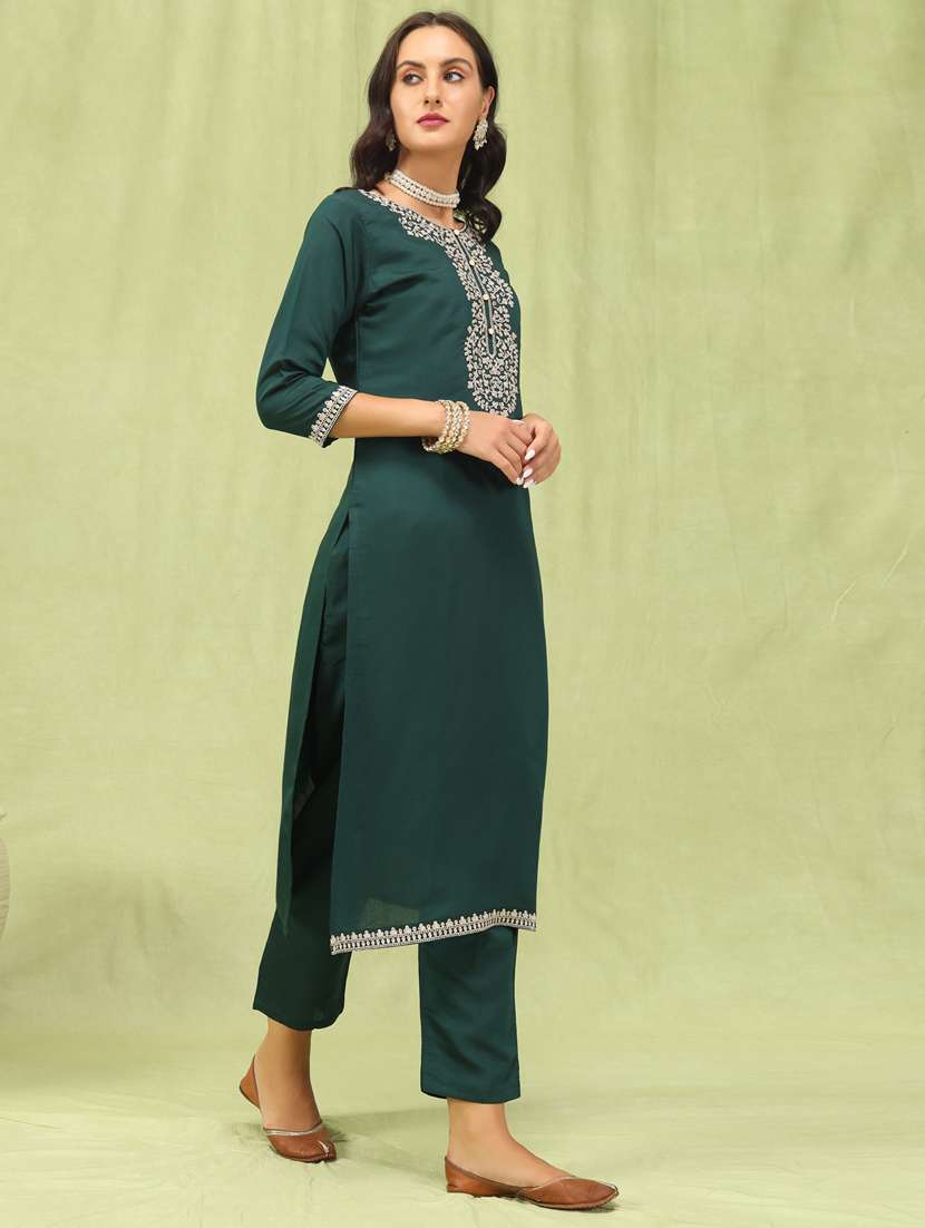 women green kurta dupatta set - 21450885 -  Standard Image - 1