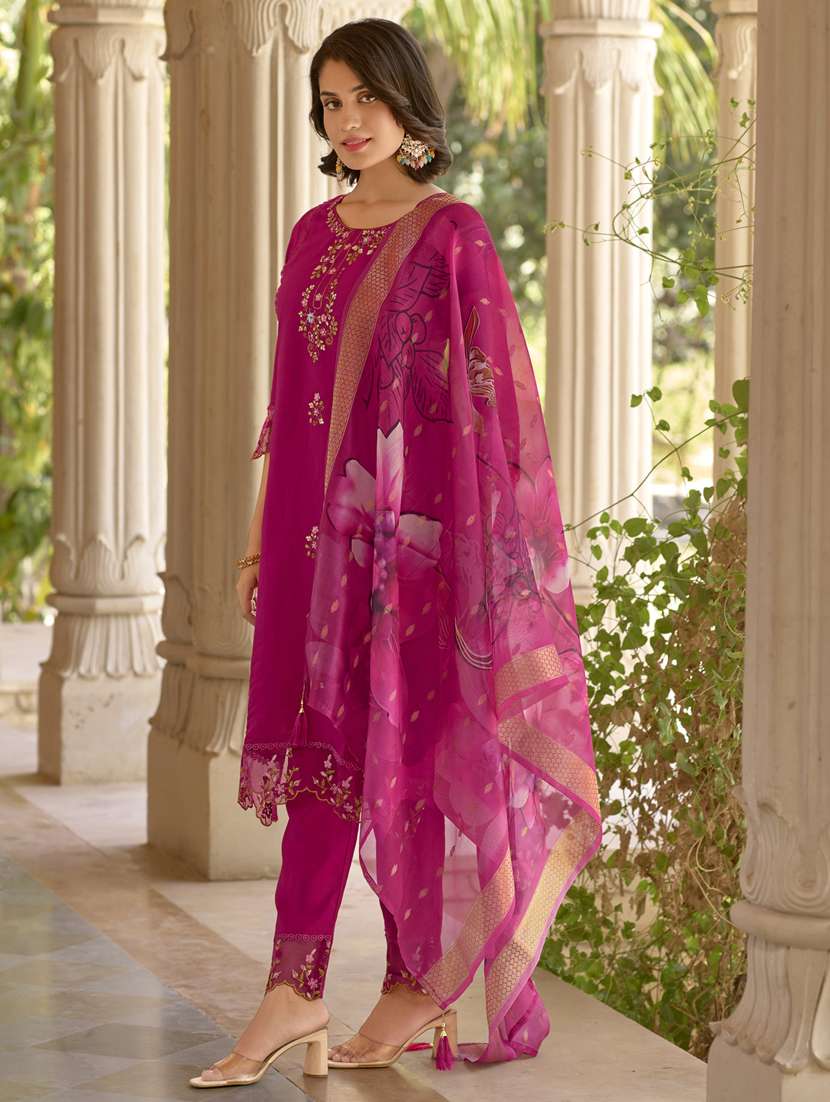 women pink kurta dupatta set - 21450903 -  Standard Image - 1