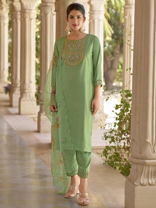 women neo mint kurta dupatta set - 21450910 - Standard Image - 0