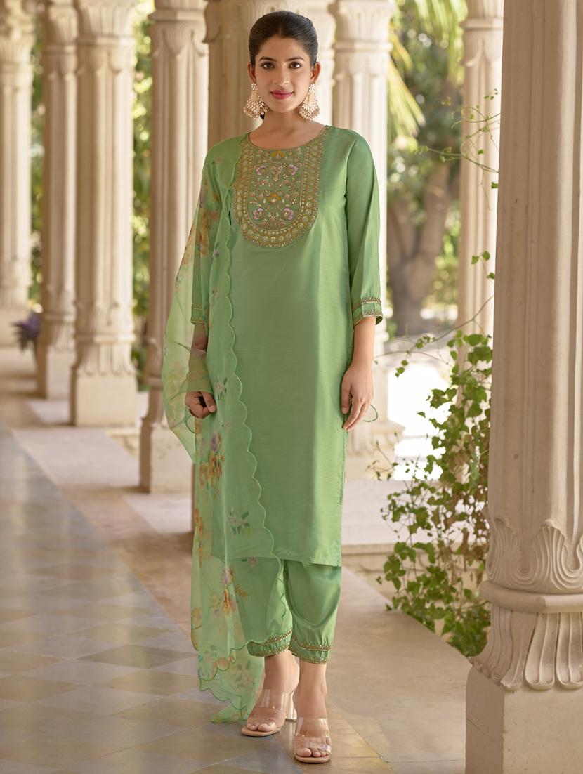 women neo mint kurta dupatta set - 21450910 - Zoom Image - 0