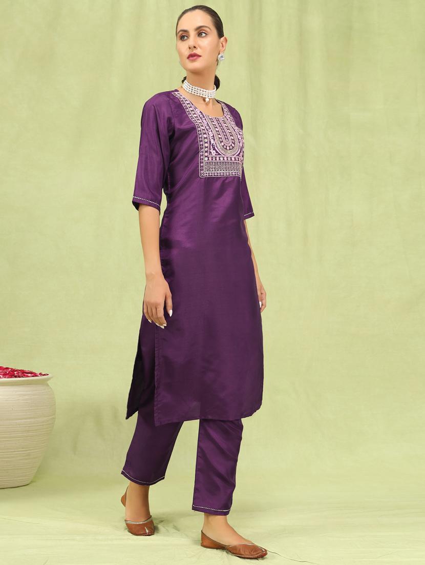 women purple kurta dupatta set - 21450911 - Standard Image - 1