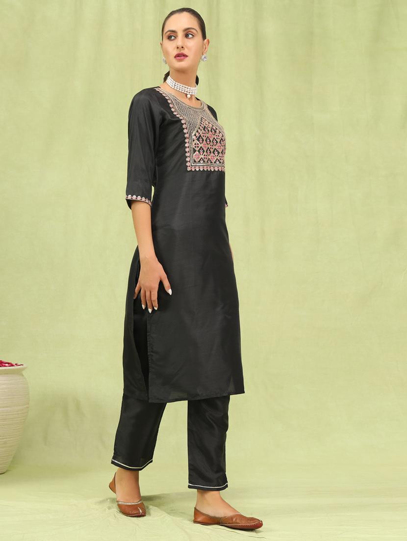 women black kurta dupatta set - 21450913 - Standard Image - 1