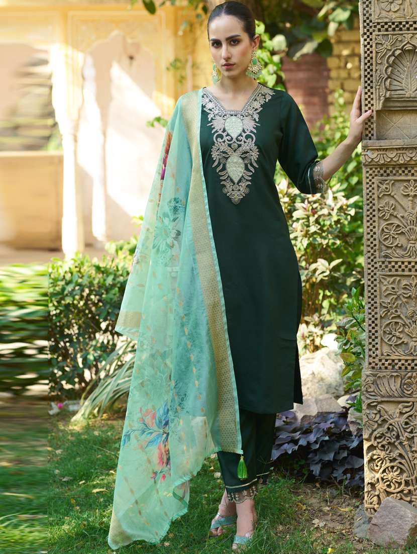 women green kurta dupatta set - 21450916 -  Standard Image - 1