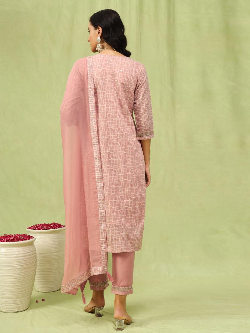 women three quarter sleeve kurta pant with dupatta set - 21450922 -  Standard Image - 1