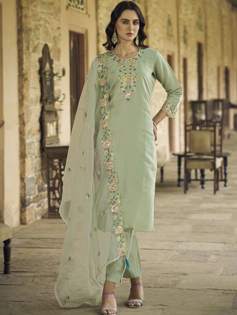 women green kurta dupatta set - 21450941 -  Standard Image - 1