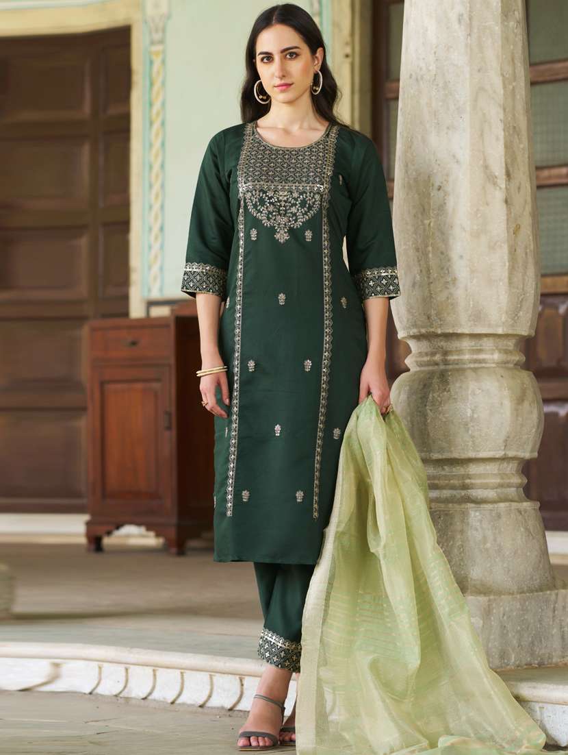 women green kurta dupatta set - 21450952 -  Standard Image - 1