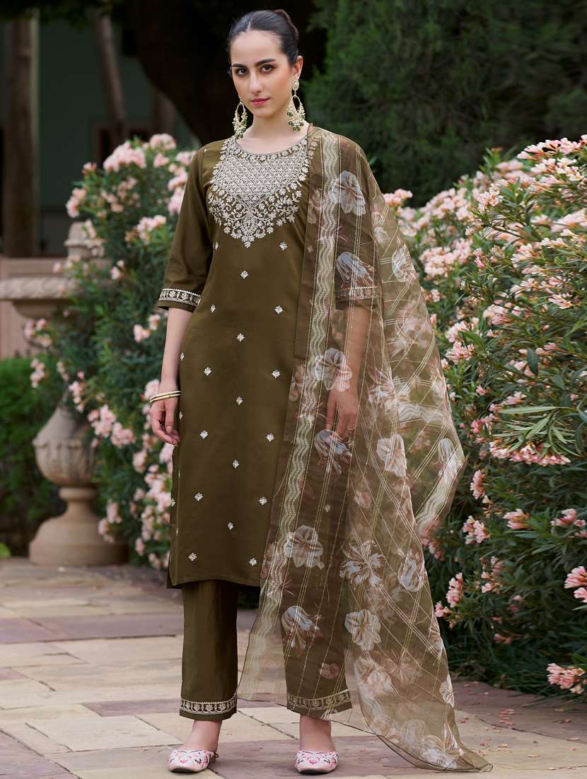 women green kurta dupatta set - 21450978 -  Standard Image - 1