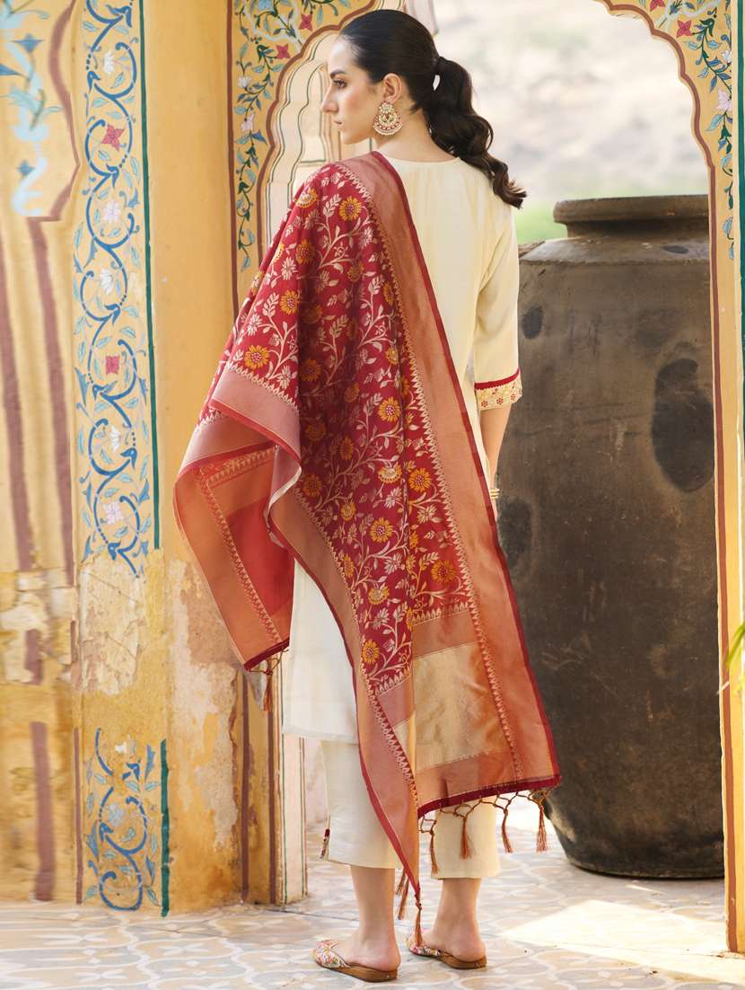 women cream kurta dupatta set - 21450979 -  Standard Image - 1