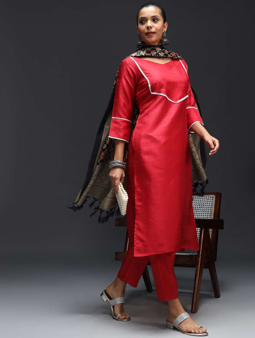 women red kurta dupatta set - 21451007 - Standard Image - 1