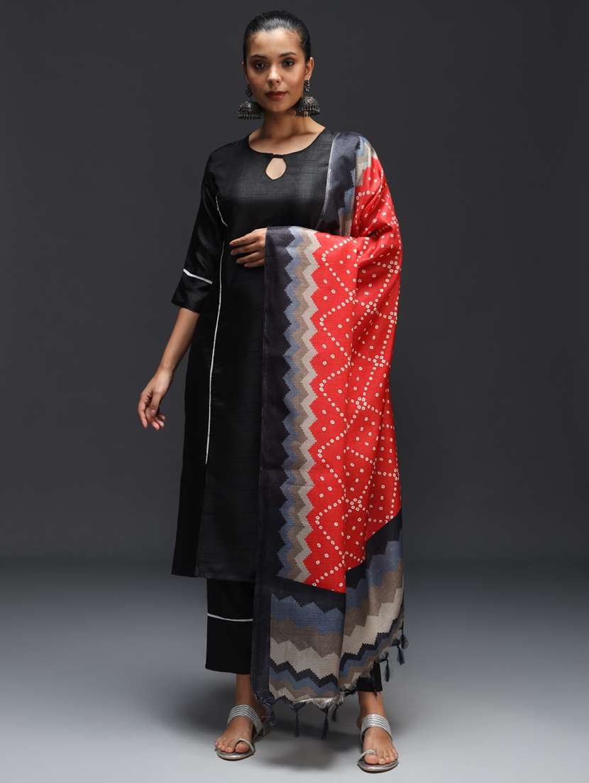 women black kurta dupatta set - 21451010 -  Standard Image - 1