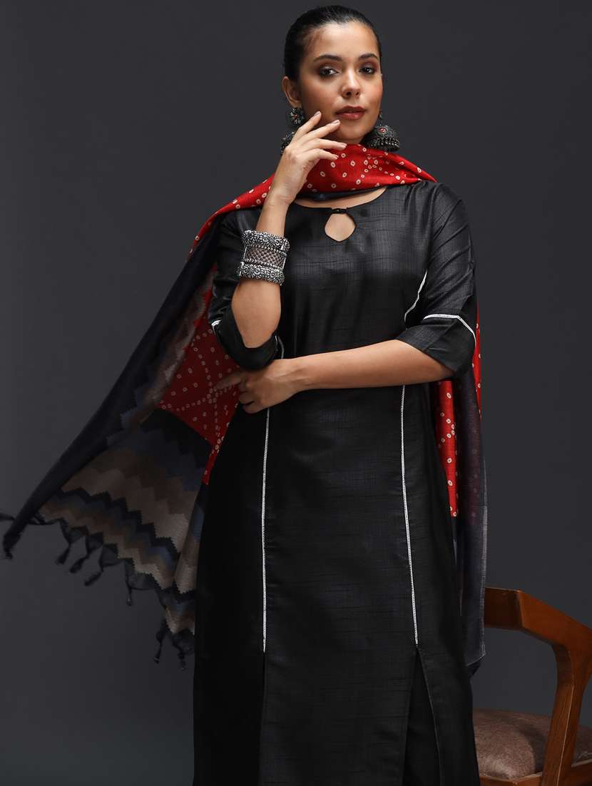 women black kurta dupatta set - 21451010 -  Standard Image - 4