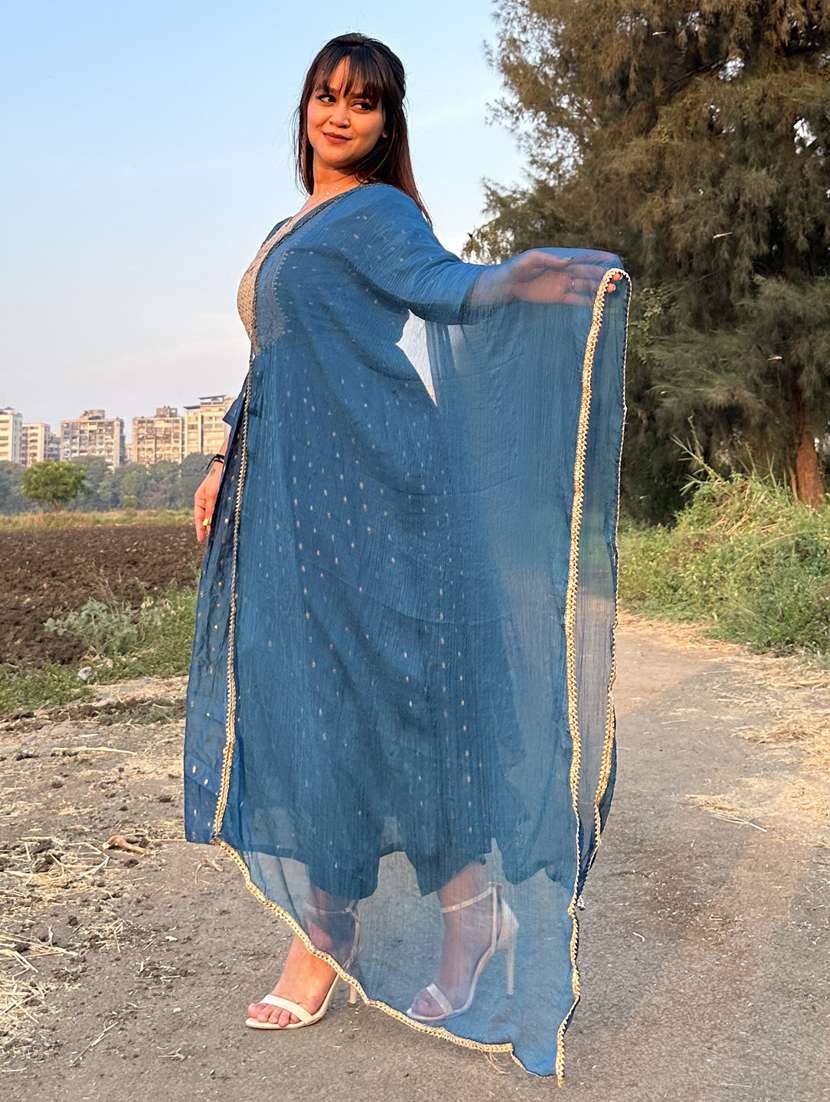 women blue kurta dupatta set - 21451016 -  Standard Image - 1