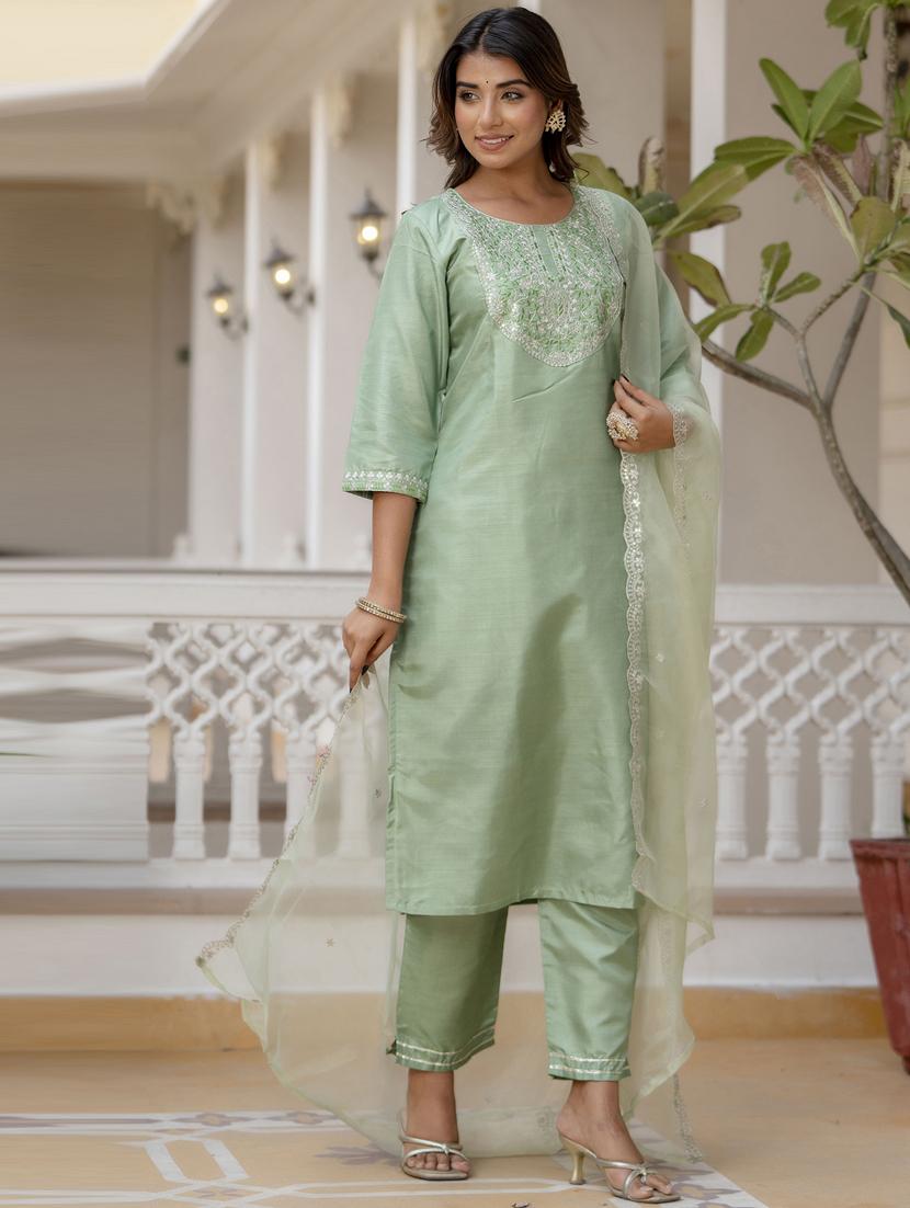 women neo mint kurta dupatta set - 21451089 - Standard Image - 1