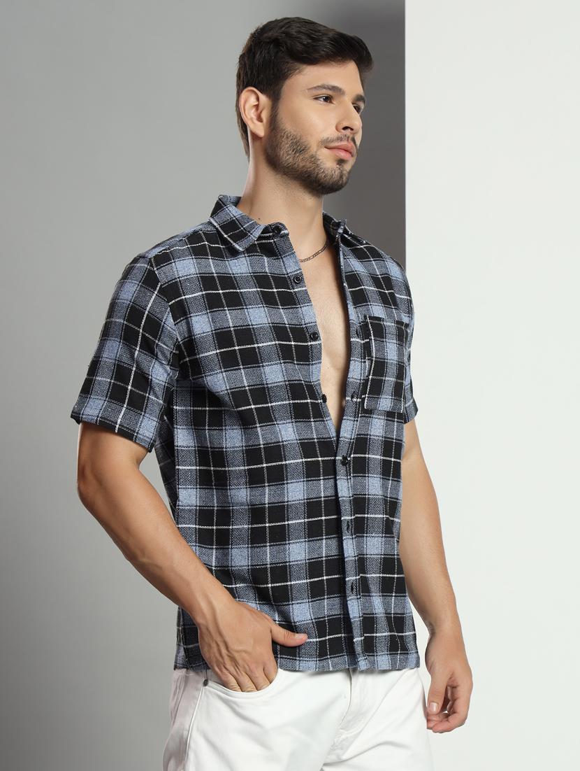 men checkered short sleeved casual shirt - 21451148 -  Standard Image - 1
