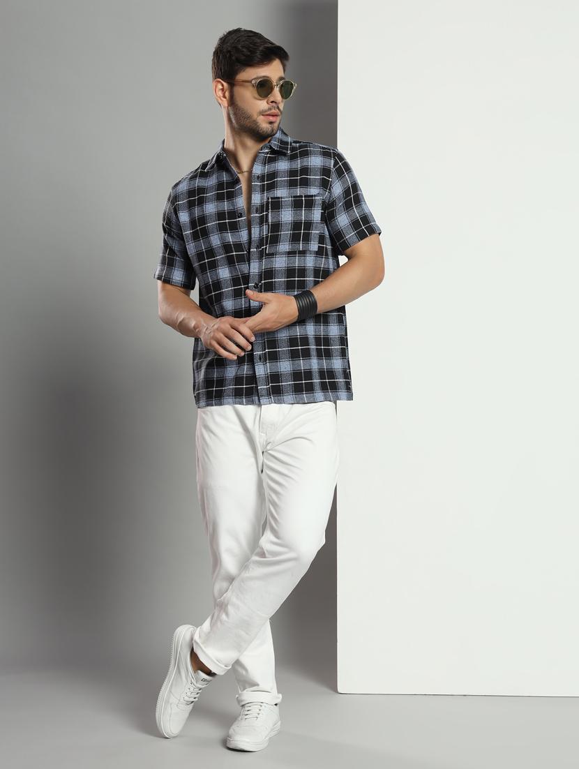 men checkered short sleeved casual shirt - 21451148 - Standard Image - 4