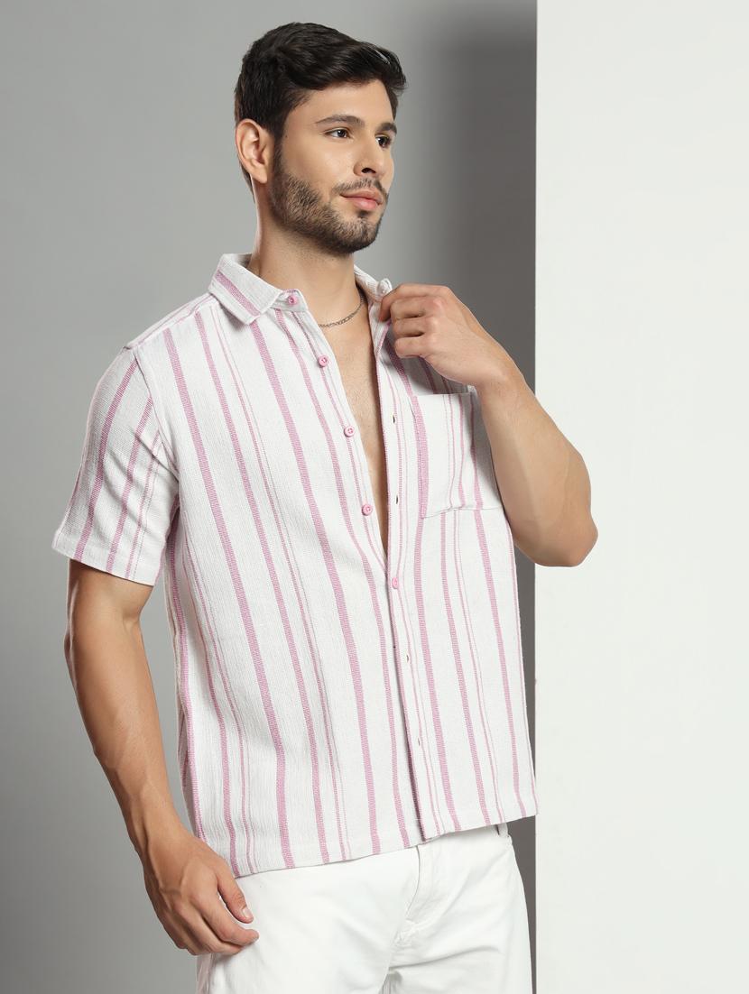men striped short sleeved casual shirt - 21451152 -  Standard Image - 1