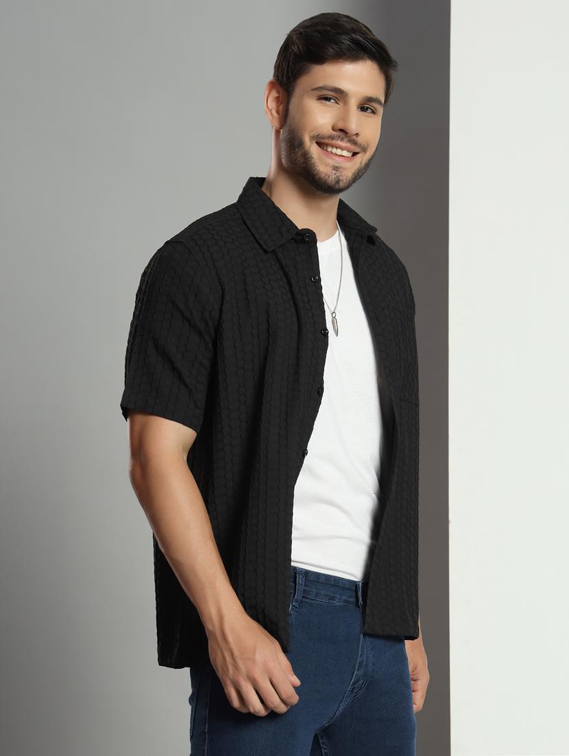 men self design short sleeved casual shirt - 21451154 - Standard Image - 1