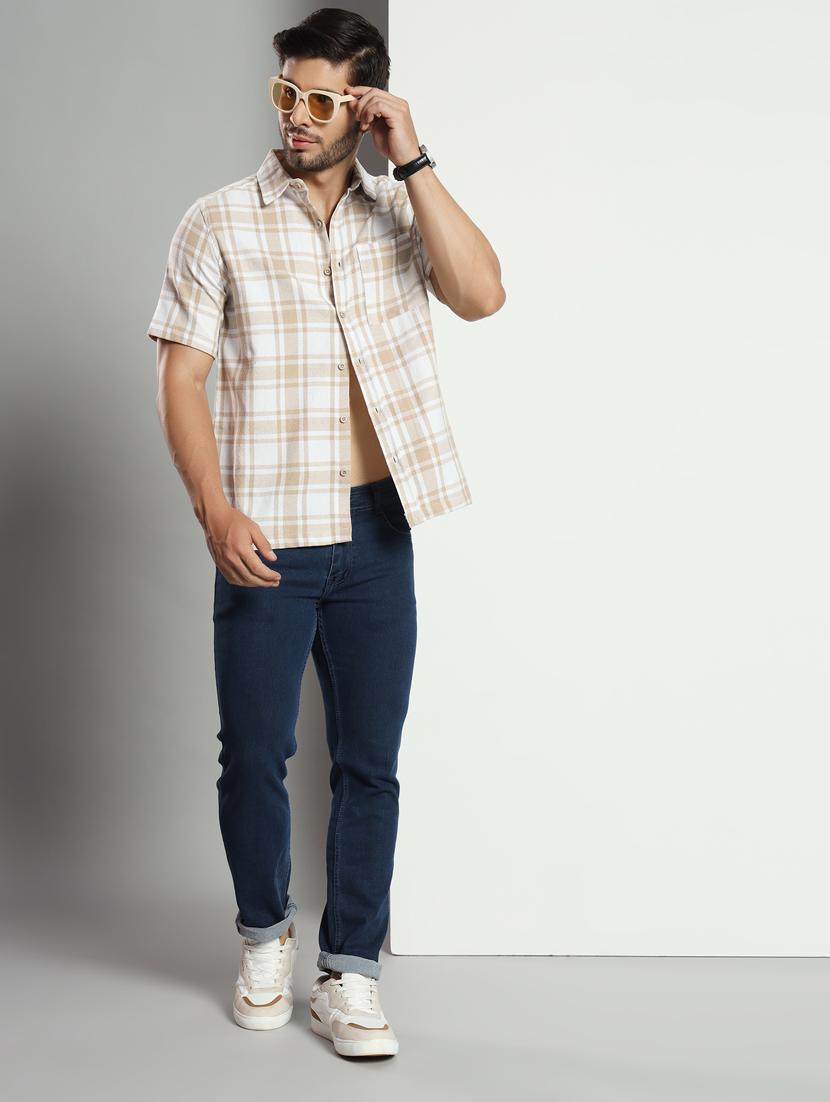 men checkered short sleeved casual shirt - 21451155 - Standard Image - 4