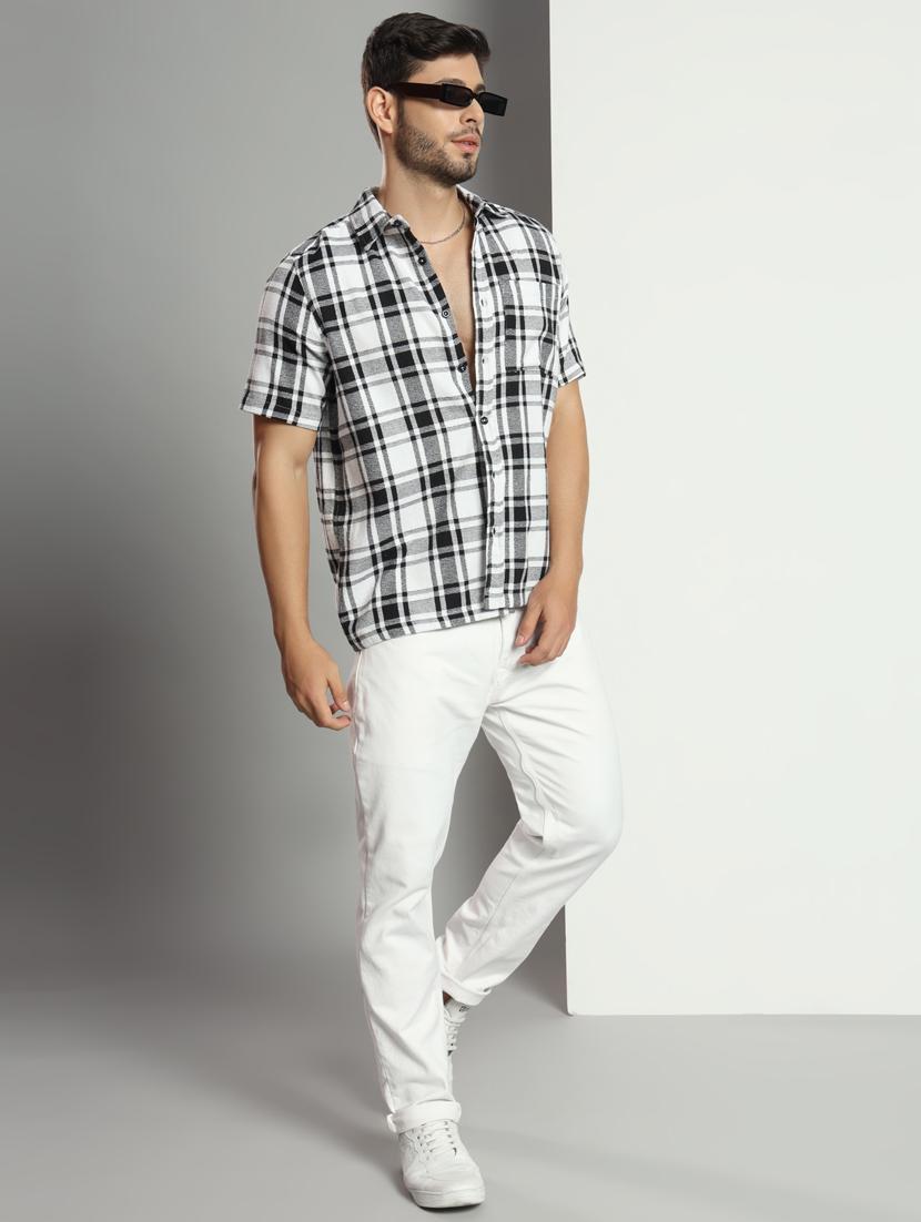 men checkered short sleeved casual shirt - 21451157 - Standard Image - 4