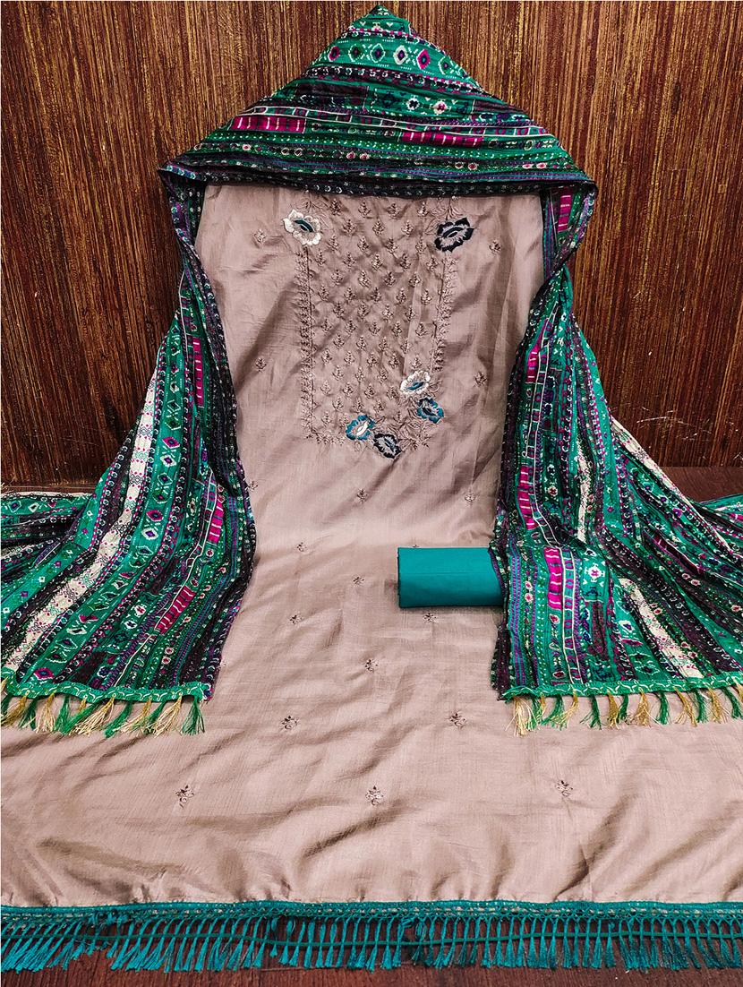embroidered unstitched suit set - 21451201 - Standard Image - 1