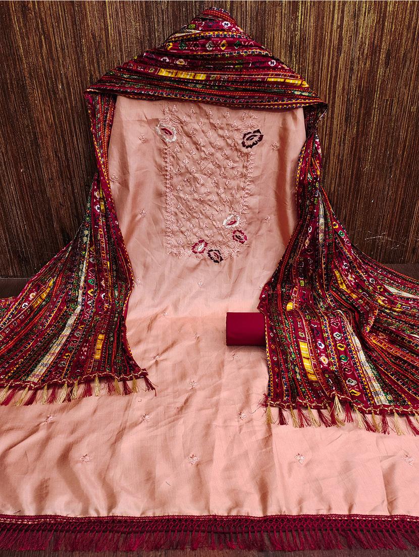 embroidered unstitched suit set - 21451203 - Standard Image - 1