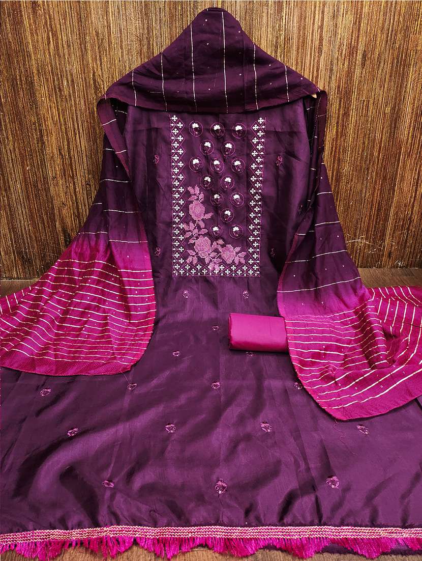 embroidered unstitched suit set - 21451212 -  Standard Image - 1