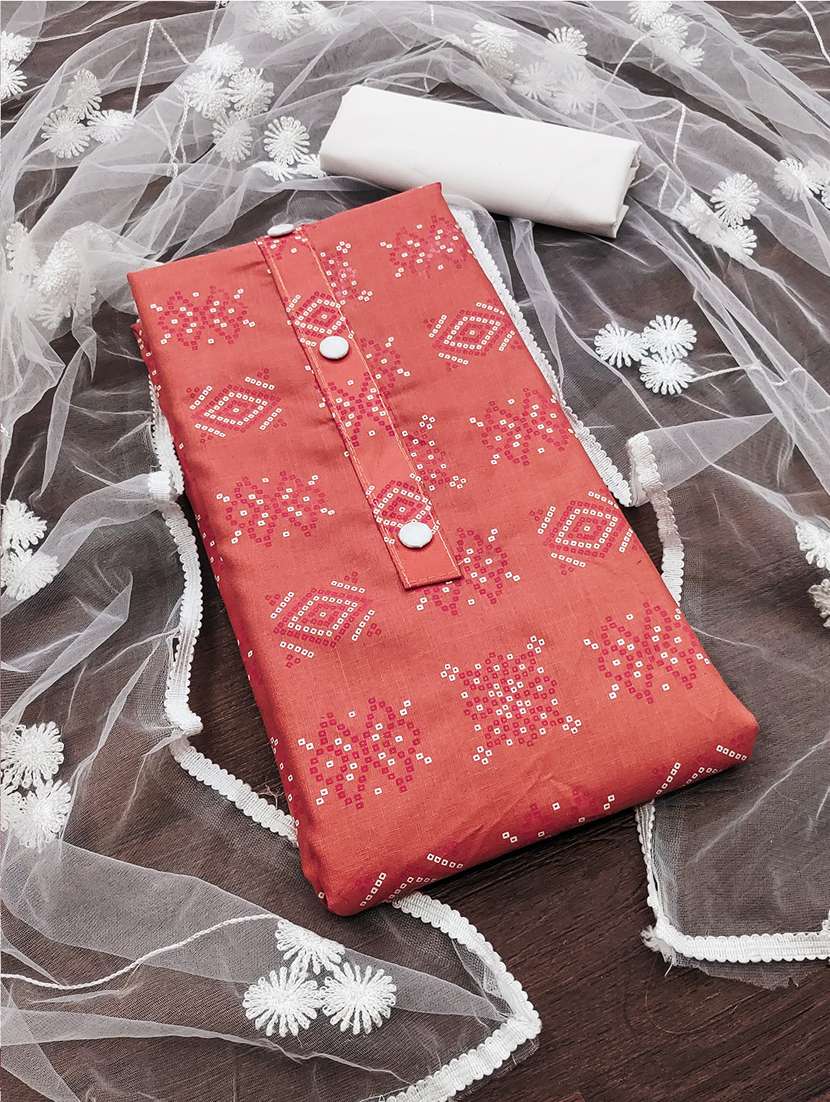 bandhani printed unstitched suit set