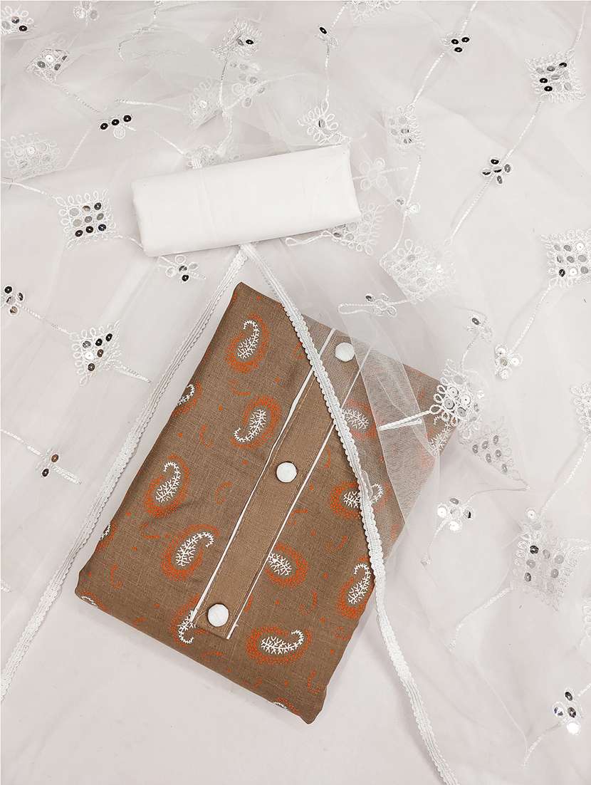 paisley printed unstitched suit set - 21451221 -  Standard Image - 1