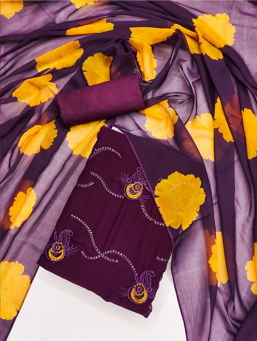 embroidered unstitched suit set - 21451228 - Standard Image - 1