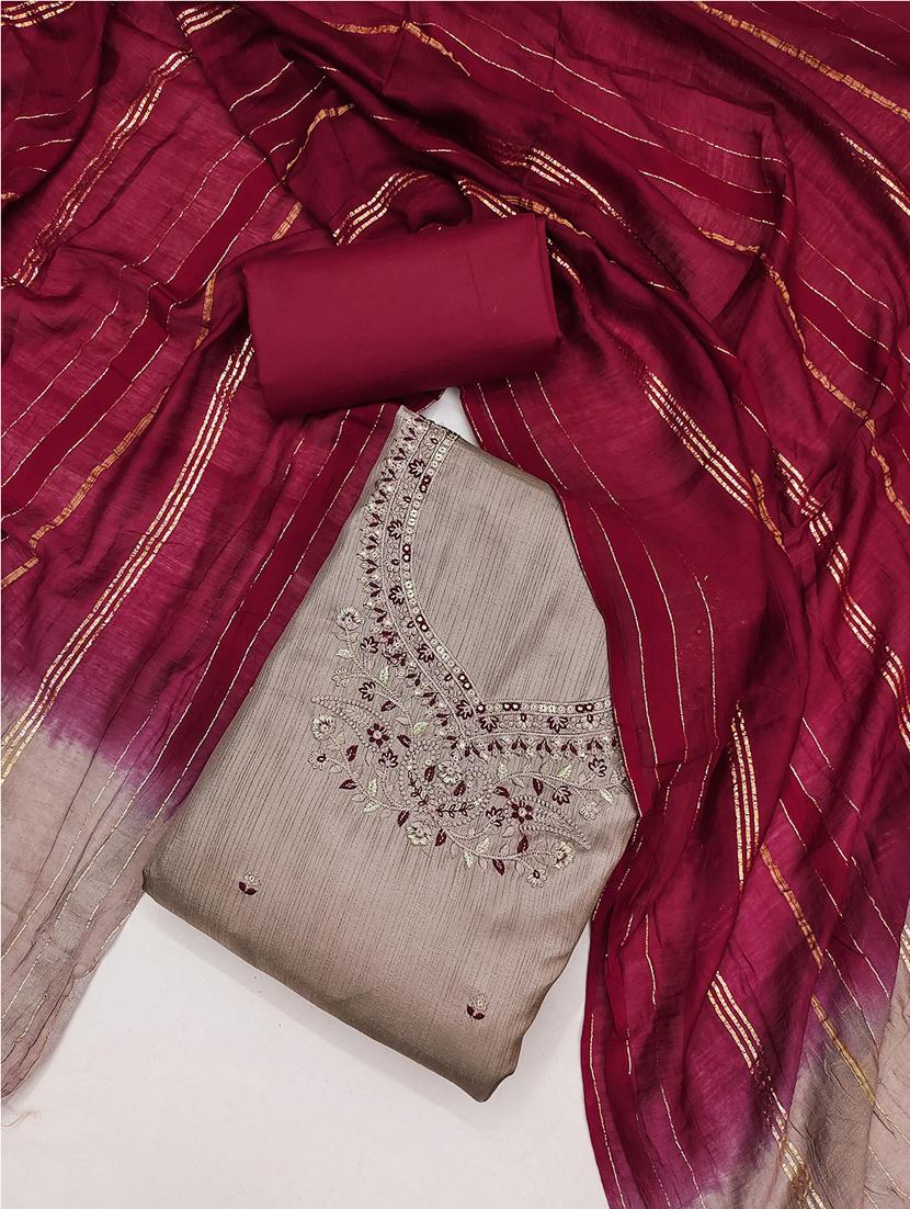 embroidered unstitched suit set - 21451229 - Standard Image - 1