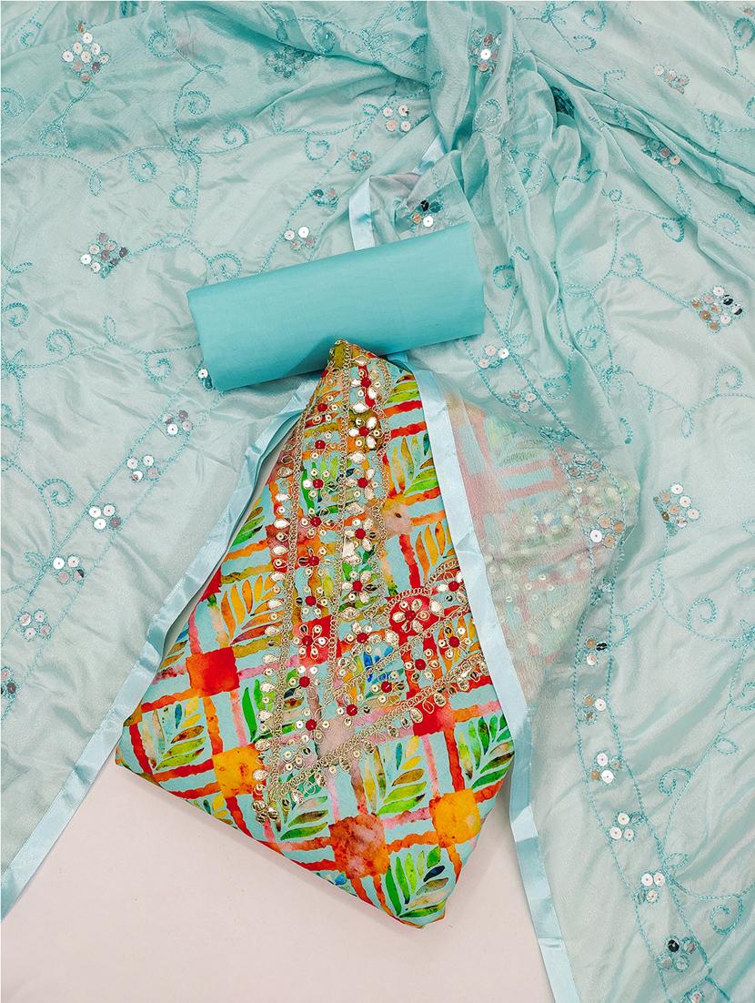 printed unstitched suit set - 21451239 - Standard Image - 1