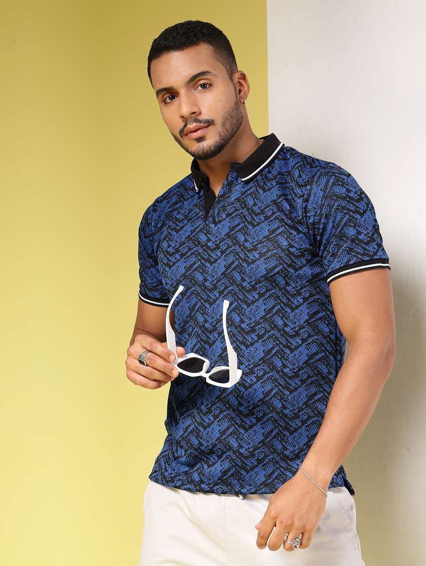 men polo neck all over print t-shirt - 21451323 -  Standard Image - 1