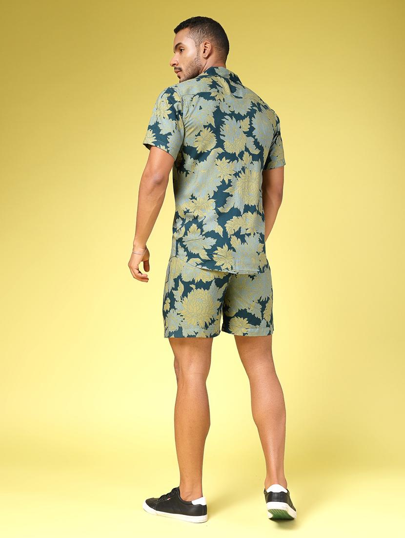 men cuban collar printed co-ord set - 21451389 - Standard Image - 1