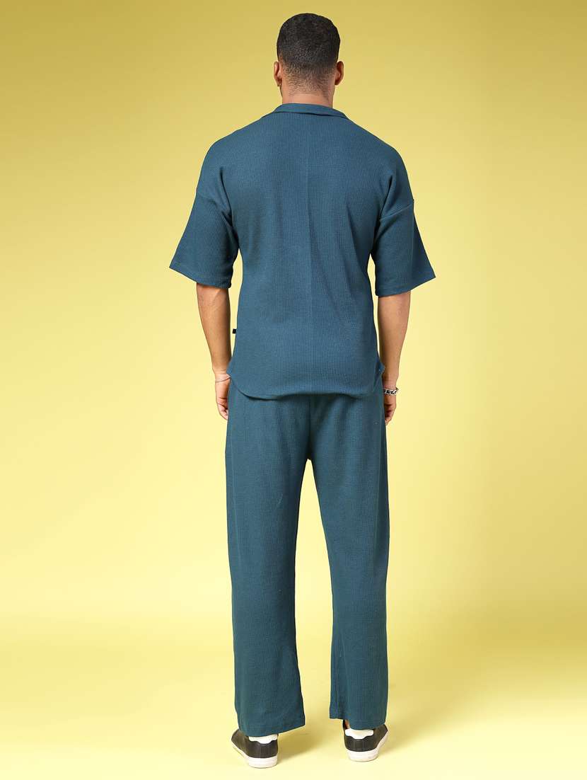 Men Cuban Collar Solid Co-ord Set - 21451391 -  Standard Image - 1