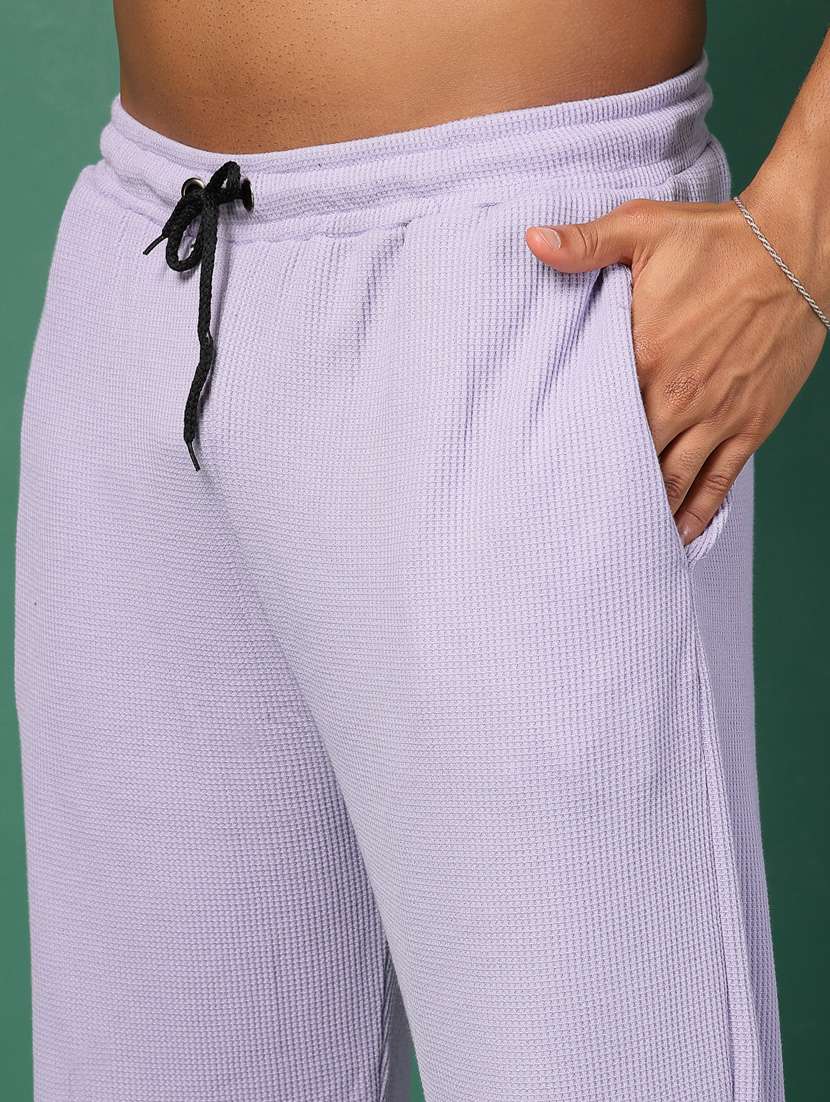 Men Lavender Solid Collared Co-ord Set - 21451392 -  Standard Image - 4