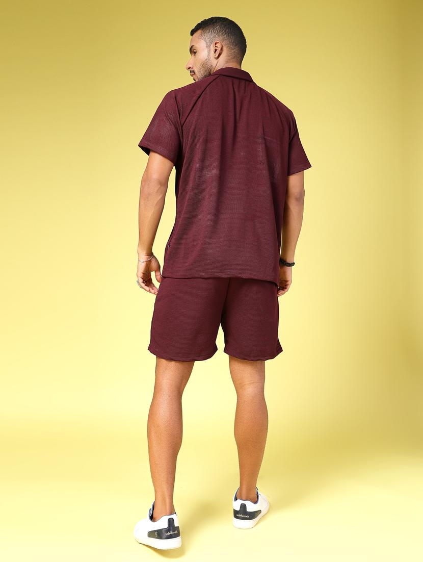 men shirt collar solid co-ord set - 21451397 - Standard Image - 1