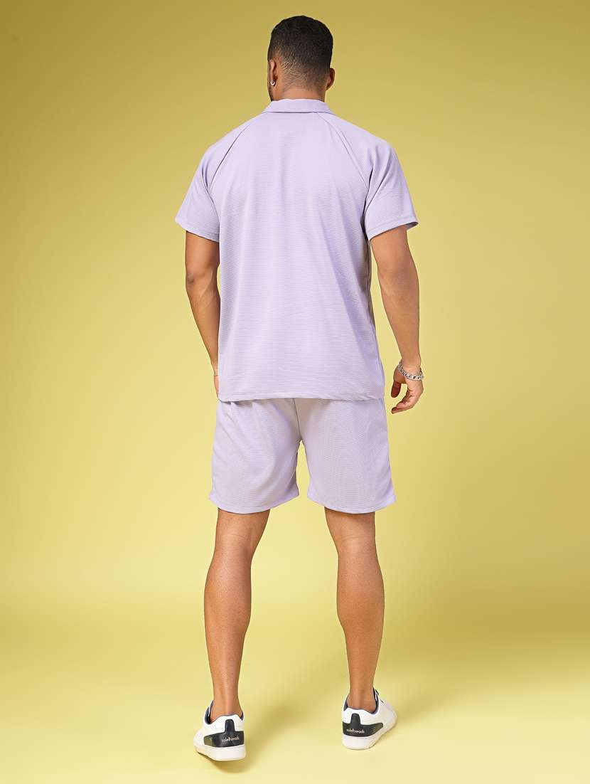 men shirt collar solid co-ord set - 21451398 -  Standard Image - 1