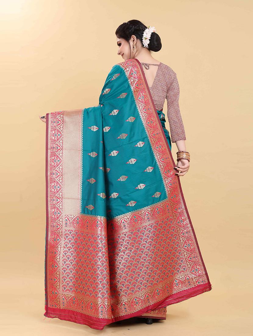 self design contrast border kanjivaram saree - 21451443 - Standard Image - 1
