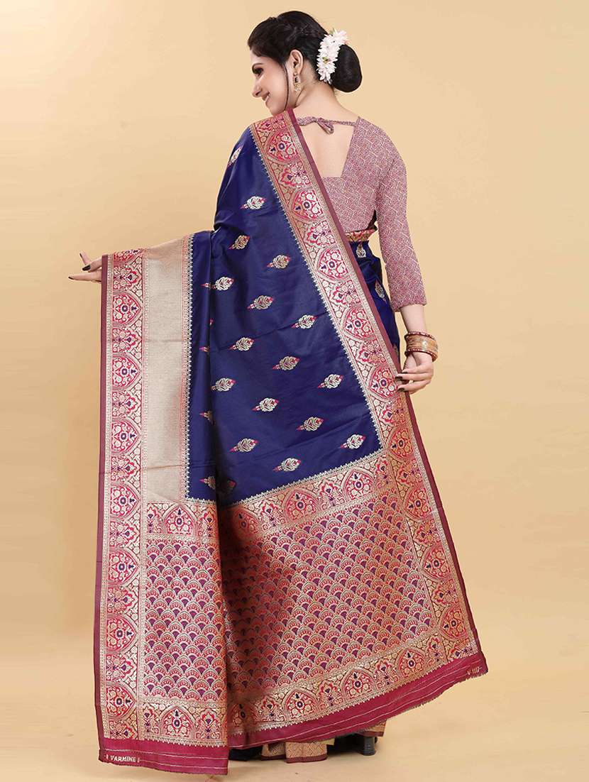 self design contrast border kanjivaram saree - 21451445 - Standard Image - 1